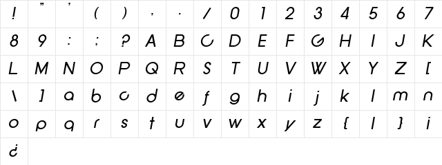 SF New Republic Italic Character Map