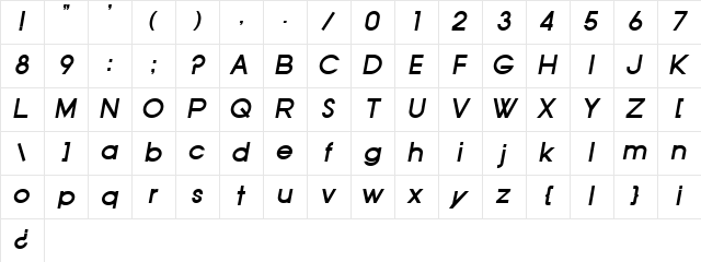SF Old Republic Bold Italic Character Map