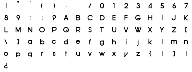 SF Old Republic Bold Character Map