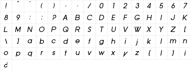 SF Old Republic Italic Character Map