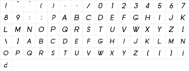 SF Old Republic SC Italic Character Map