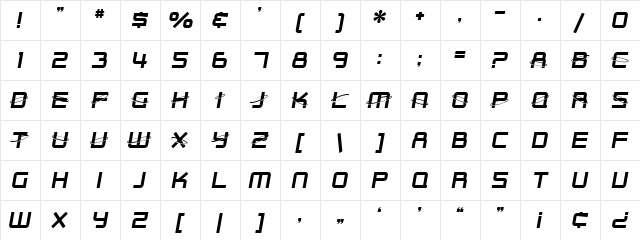 SF Outer Limits Regular Character Map