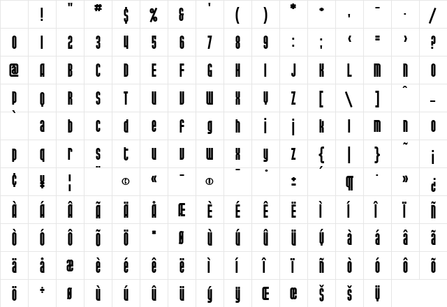 SF Port McKenzie Bold Character Map