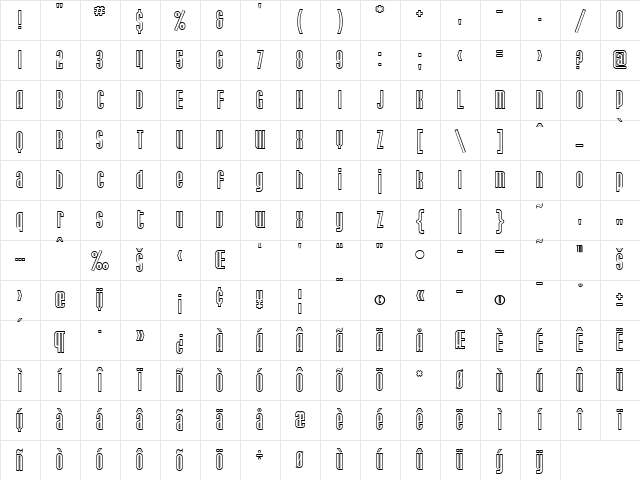 SF Port McKenzie Outline Regular Character Map