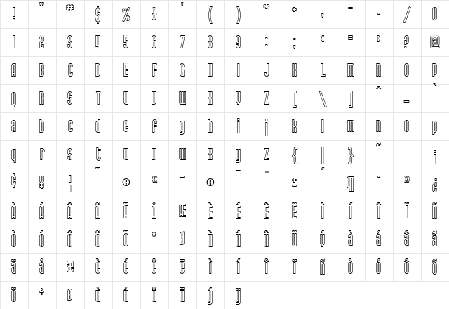 SF Port McKenzie Outline Regular Character Map