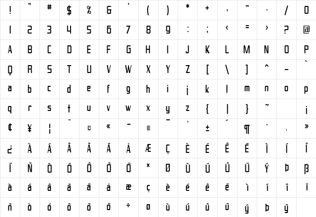 SF Proverbial Gothic Condensed Regular Character Map SF Proverbial Gothic Condensed Regular Character Map
