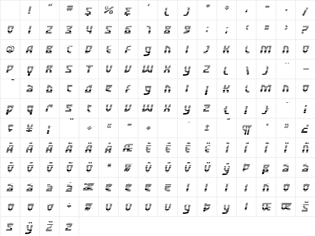 SF Retroesque FX Oblique Character Map