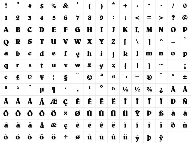 BarristerSSK Bold Character Map