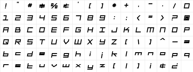 SF Square Head Bold Italic Character Map SF Square Head Bold Italic Character Map