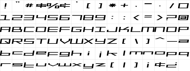 SF Square Head Extended Italic Character Map