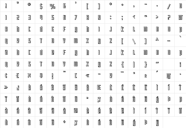 SF Square Root Shaded Regular Character Map