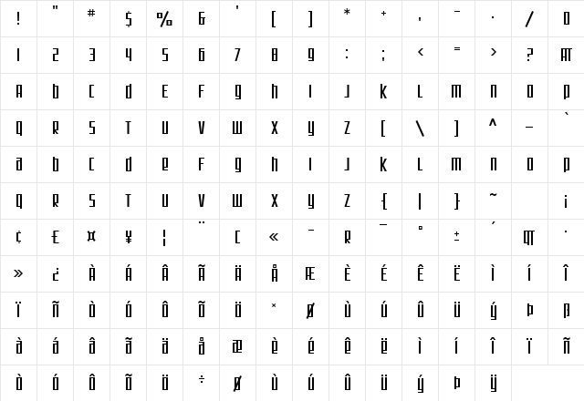 SF Square Root Regular Character Map