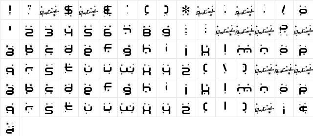 SF Technodelight Bold Character Map