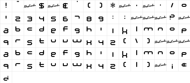 SF Technodelight NS Bold Character Map