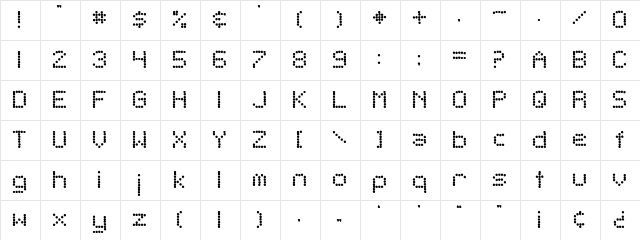 SF Telegraphic Regular Character Map