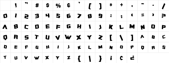 SF Zero Gravity Condensed Bold Character Map SF Zero Gravity Condensed Bold Character Map