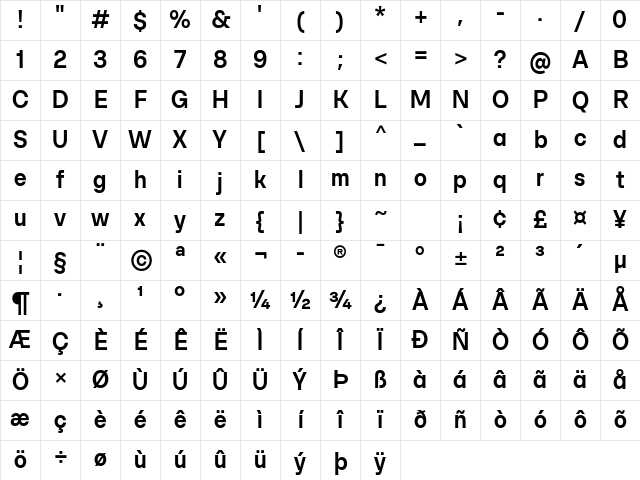 SFT Schrifted Sans TRIAL DemiBold Comp Character Map SFT Schrifted Sans TRIAL DemiBold Comp Character Map