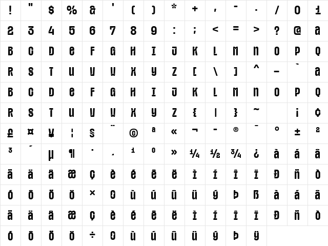 SFT Sushka TRIAL ExtraBlack Character Map