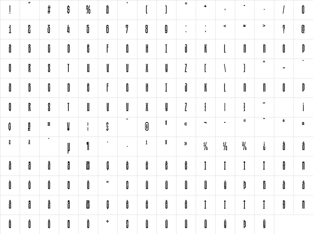 SFT Sushka TRIAL ExtraLight Character Map SFT Sushka TRIAL ExtraLight Character Map