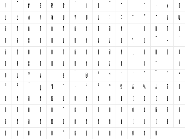 SFT Sushka TRIAL Flat Thin Character Map