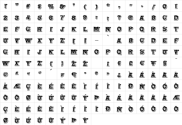Shady Lady NF Regular Character Map Shady Lady NF Regular Character Map