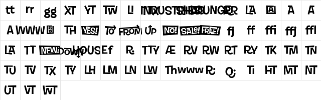 Shag-LoungeExtras Regular Character Map