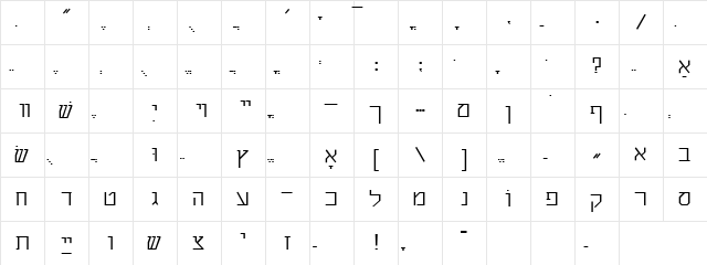ShalomStick Regular Character Map