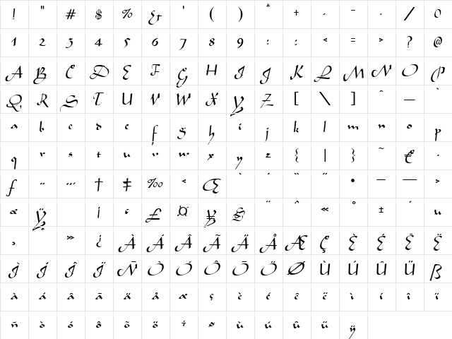 Shamar Regular Character Map