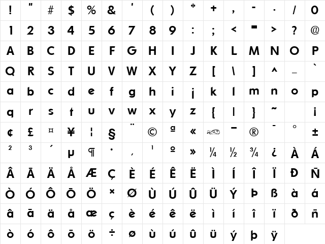 Sharnay Bold Character Map Sharnay Bold Character Map