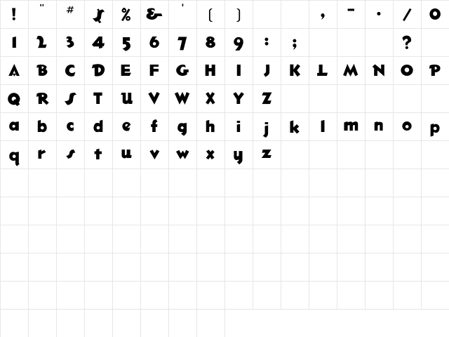 Sheen Regular Character Map