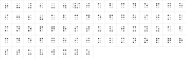 Sheets Braille Regular Character Map Sheets Braille Regular Character Map