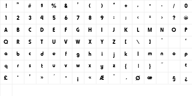 Shemp-Fat Regular Character Map