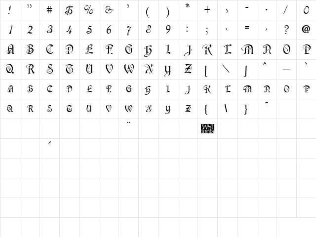 SherwoodCaps Regular Character Map