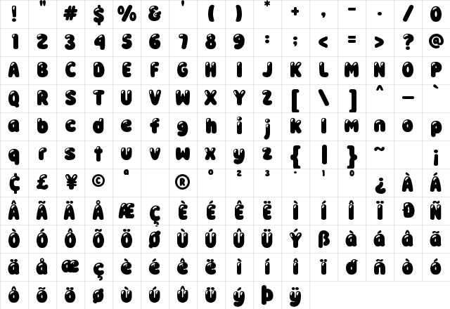 Shine Bubble Deco Regular Character Map