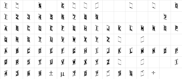 Shohl Regular Character Map