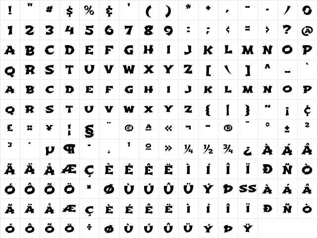 Shojumaru Regular Character Map