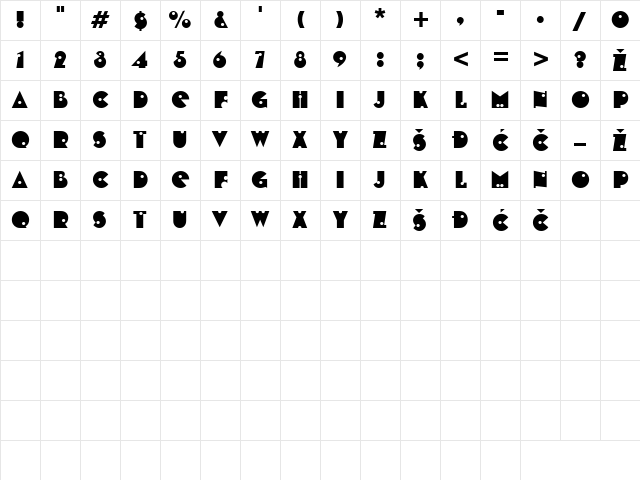Shotgun Regular Character Map Shotgun Regular Character Map