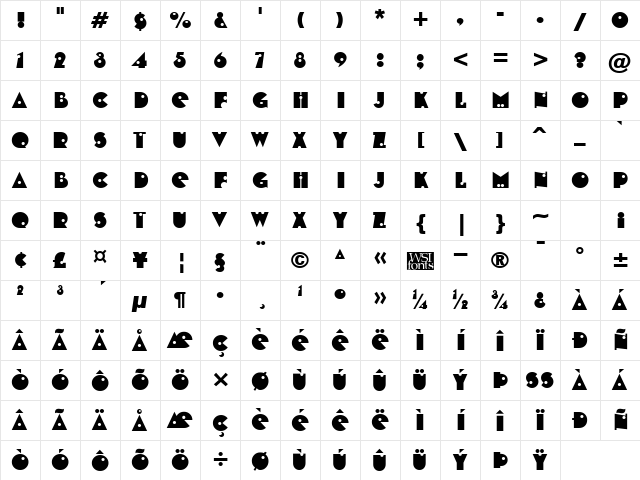 ShotShell Regular Character Map