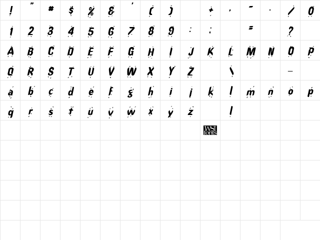 Shower Italic Character Map Shower Italic Character Map