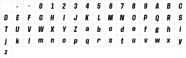 Base Neue Cond Obl Bold Italic Character Map Base Neue Cond Obl Bold Italic Character Map
