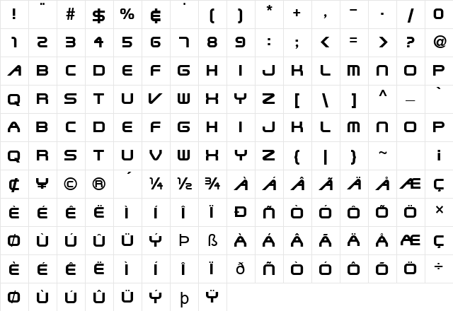 Shuttle Normal Character Map