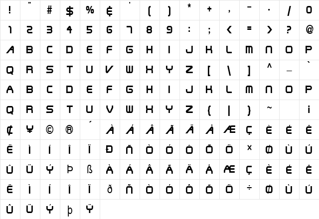 ShuttleCondensed Normal Character Map ShuttleCondensed Normal Character Map