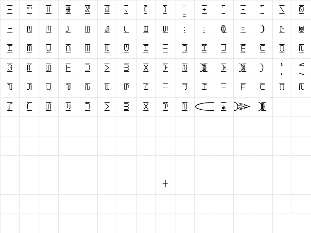 Shuttle Regular Character Map
