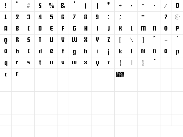 Shylock Regular Character Map