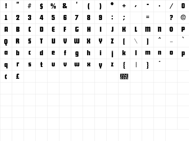 Shylock Bold Character Map