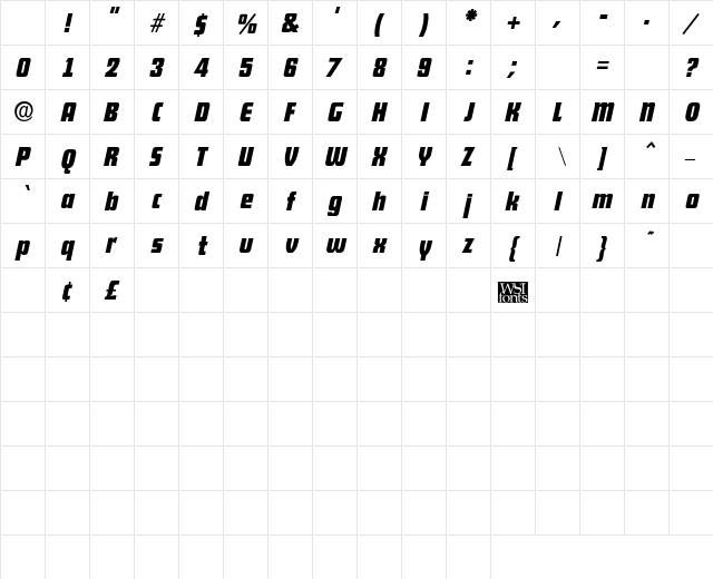 Shylock Bold Italic Character Map Shylock Bold Italic Character Map