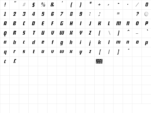 Shylock Italic Character Map
