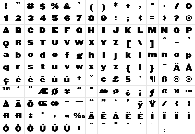 SI-Heavyweight A Character Map