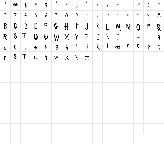 Sickness Regular Character Map