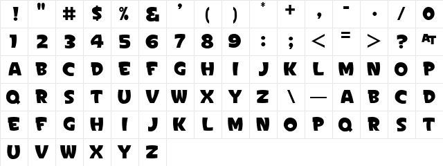 Sign Painter's Gothic JL Regular Character Map